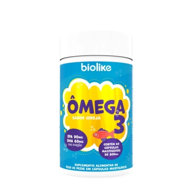 Bio Kids Ômega 3 60 Cápsulas Mastigáveis Sabor Cereja 