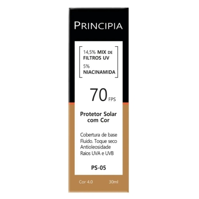 Protetor Solar Facial Principia PS-05 14,5% Mix de Filtros Uv + 5% Niacinamida FPS 70 Cor 4.0 30ml