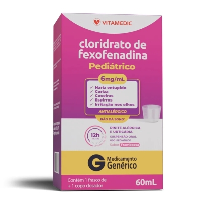Cloridrato de Fexofenadina 6mg/ml Suspensão Oral 60ml Genérico Vitamedic