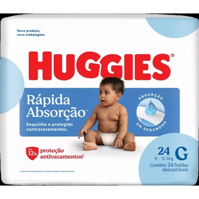 Fralda Huggies Rápida Absorção G 24 Unidades