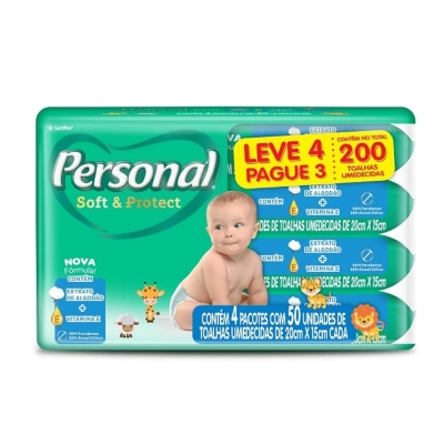 Lenços Umedecidos Personal Baby L4P3 50 Unidades 