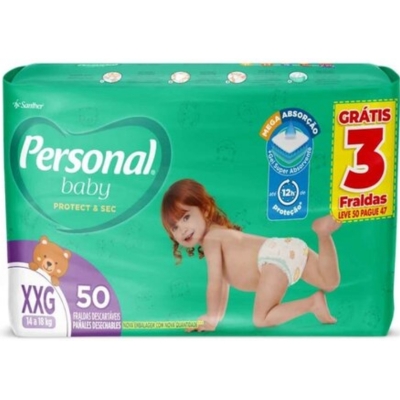 Fralda Personal Baby Protection & Sec XXG 50 Unidades