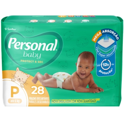 Fralda Descartável Personal Baby Soft & Protect Jumbo P 28 Unidades