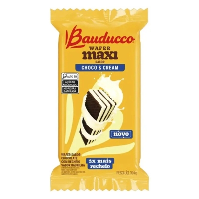 Biscoito Bauducco Wafer Maxi Choco & Cream 104g