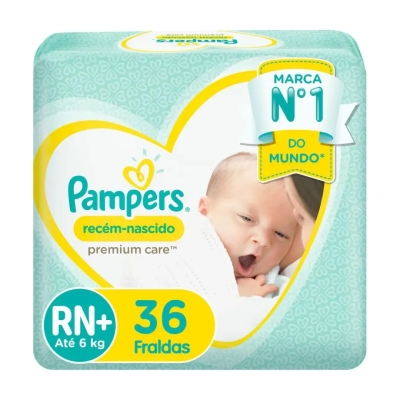Fraldas Pampers Recém-Nascido Premium Care Rn+ 36 Unidades