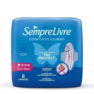 Absorvente Sempre Livre Adapt Plus Ultra Suave Com Abas 8 Unidades