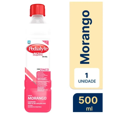 Probiótico Pedialyte Max Sabor Morango Solução 500ml