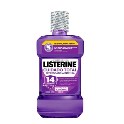 Enxaguante Bucal Listerine Cuidado Total Refrescância Intensa com Álcool 500ml