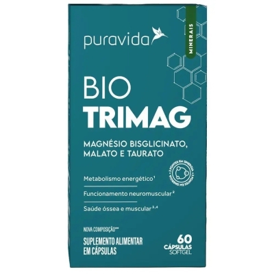 Bio Trimag - Magnésio Bisglicinato + Dimalato + Taurato - 120 Cápsulas - Pura Vida