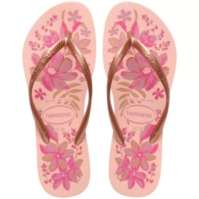 Sandália Havaianas Slim Organic Rosa/Dourado 33/34 Coleção 1 Par