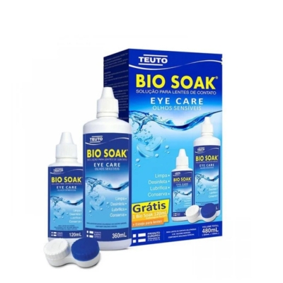 Kit Bio Soak Solução para Lentes de Contato com 480ml e 1 estojo grátis