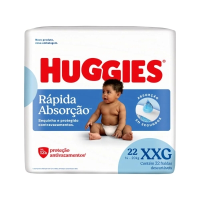Fralda Huggies Rápida Absorção XXG 22 Unidades