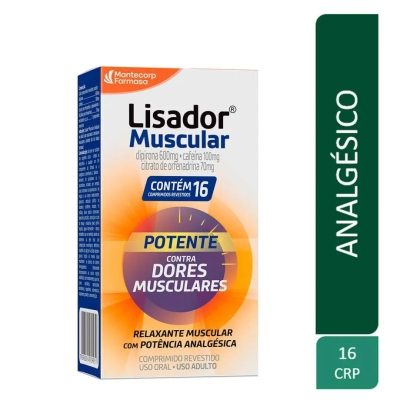 Lisador Muscular Dipirona 600mg + Cafeína 100mg + Citrato de Orfenadrina 70mg 16 Comprimidos