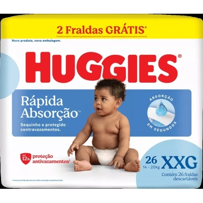 Fralda Huggies Rápida Absorção XXG 26 Unidades 