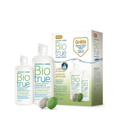 Kit Biotrue Solução para Lentes de Contato 1 frasco de 300ml + 1 frasco de 120ml + 1 estojo