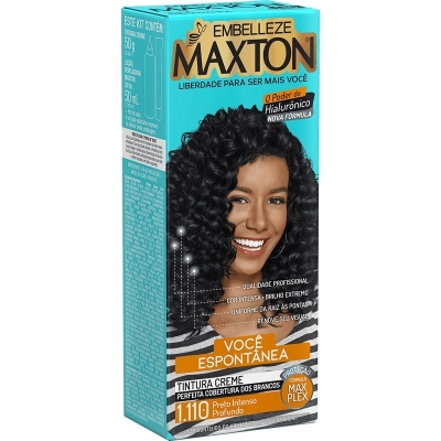 Tinta de Cabelo Permanente Maxton - 1.110 Preto Intenso Profundo
