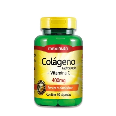Colágeno Hidrolisado Vitamina C 400mg 60 cápsulas Maxinutri
