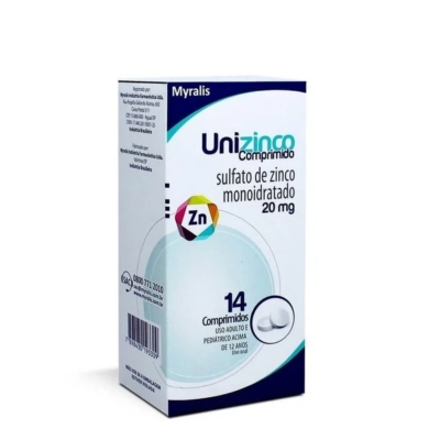 Unizinco Sulfato de Zinco 20mg 14 Comprimidos