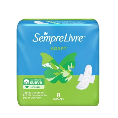 Absorvente Sempre Livre Adapt Cobertura Suave Com Abas 8 Unidades