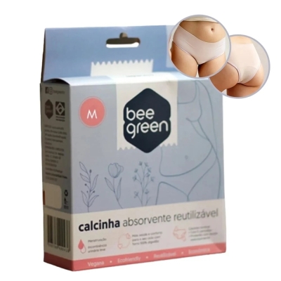 Calcinha Absorevente Reutilizável Fluxo Menstrual Bee Green Tamanho M