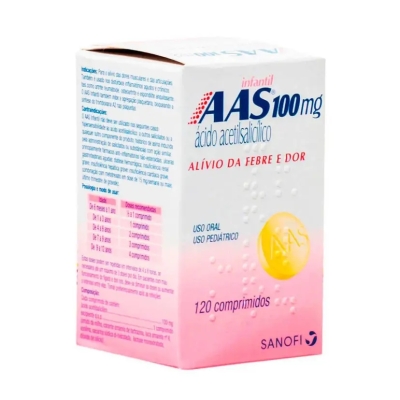 AAS Ácido Acetilsalicílico 100mg Infantil 120 Comprimidos