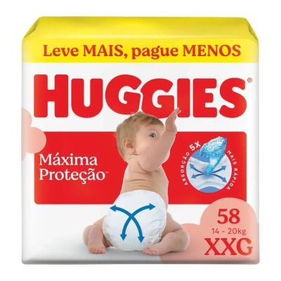 Fralda Huggies Máxima Proteção XXG 58 Unidades