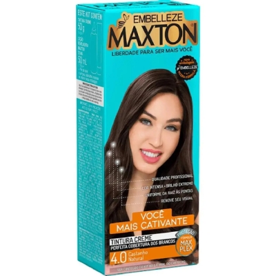 Tinta de Cabelo Permanente Maxton - 4.0 Castanho Natural
