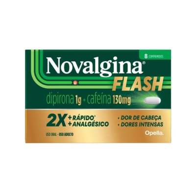 Novalgina Flash Dipirona 1g + Cafeína 130mg 8 Comprimidos