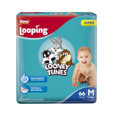 Fralda Looney Tunes Hiper M 66 Unidades