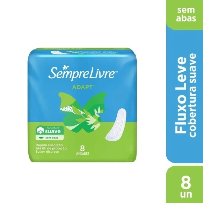 Absorvente Sempre Livre Adapt Cobertura Suave Sem Abas 8 Unidades