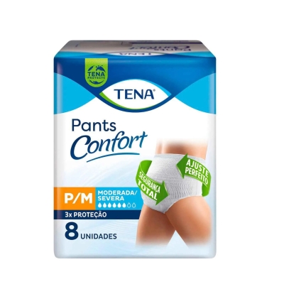 Roupa Íntima Descartável Unissex Tena Pants Confort P/M Absorção Intensa 8 unidades
