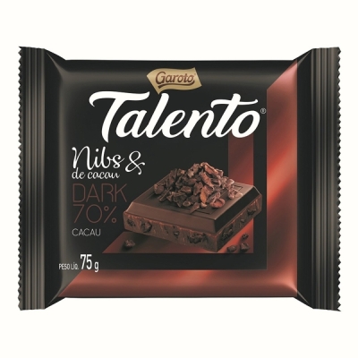 Chococate garoto talento dark nibs 75gr