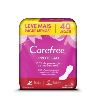 Protetor Diário Carefree Proteção Sem Perfume 40 Unidades