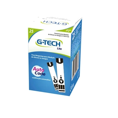 Tiras Reagentes para Medição de Glicose G-Tech Lite 25 Unidades