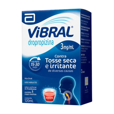 Vibral Dropropizina 3mg/ml Sabor Framboesa Xarope 120ml