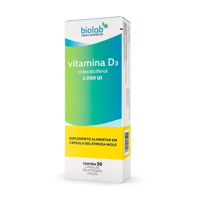 Vitamina D Colecalciferol 1.000UI 30 Cápsulas - Biolab