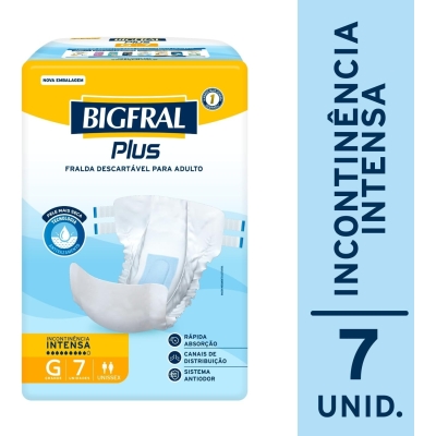 Fralda Geriátrica Unissex Bigfral Plus G Absorção Intensa 7 Unidades