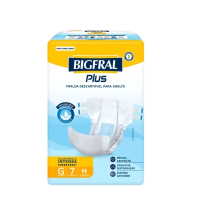 Fralda Geriátrica Unissex Bigfral Plus G Absorção Intensa 7 unidades