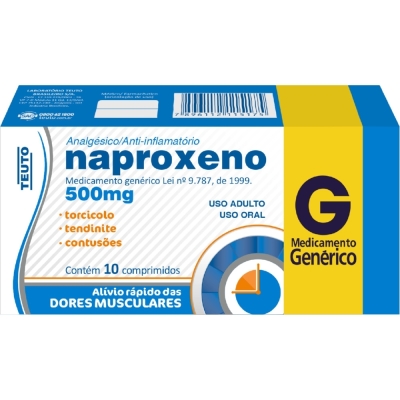 Naproxeno 500mg 10 Comprimidos Genérico Teuto 
