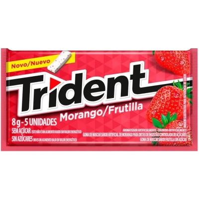 Goma de Mascar Trident Sem Açúcar Morango 8g
