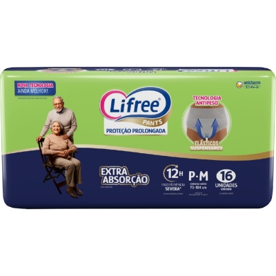 Fralda Lifree Pants Geriátrica Extra Absorção Jumbo P/M 16 Unidades