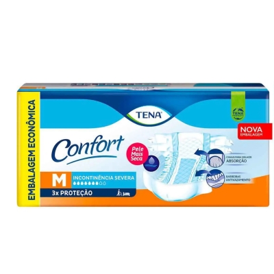 Fralda Geriátrica Unissex Tena Confort M Absorção Intensa 26 unidades