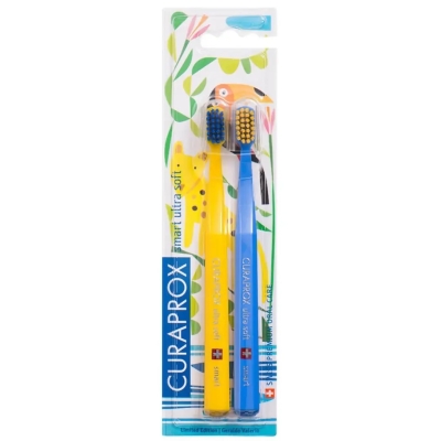Escova de Dente Infantil Curaprox DuoSmart 6+ Anos Ultra Macia Cor Variada 2 Unidades