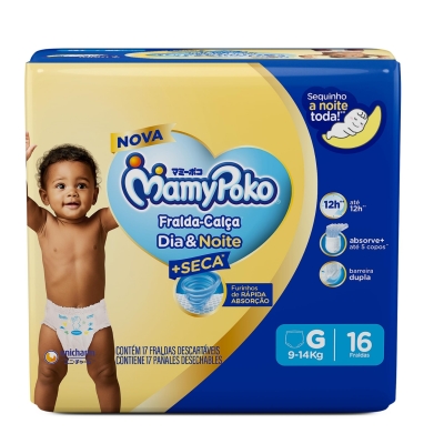 Fralda Mamypoko Calca Dia/Noite Regular G 16 Unidades