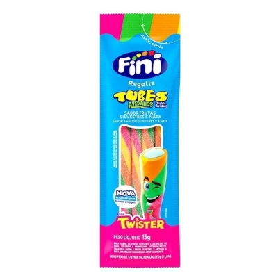 Bala Fini Tubes Mini Twister Sabor Cítrico 15g