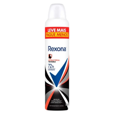 Desodorante Antitranspirante Aerosol Rexona Antibacterial + Invisible Feminino 72h 250ml