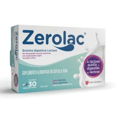 Zerolac 10.000 FCC Enzima Lactase 30 Cápsulas