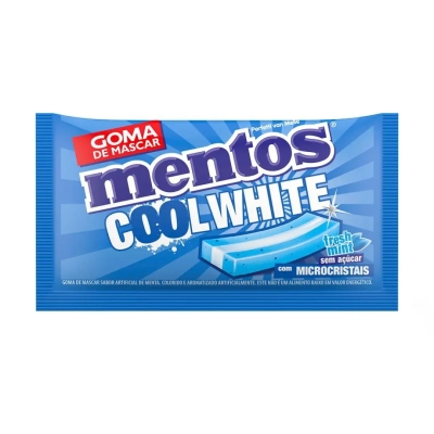 Goma de Mascar Mentos Cool White Fresh Mint Sem Açúcar 8,5g