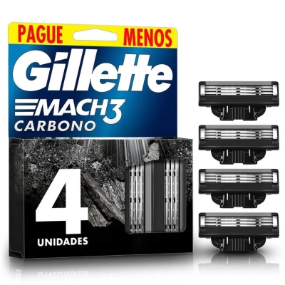 Refil para Aparelho de Barbear Gillette Mach3 Carbono 4 Cargas