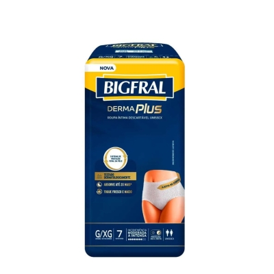 Roupa Íntima Descartável Bigfral Derma Plus Unissex G/XG 7 unidades